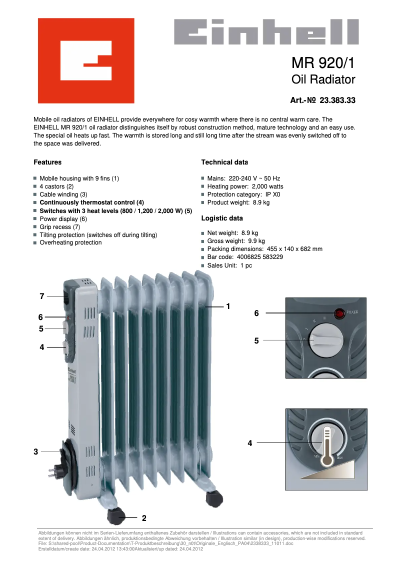 Image de la première page du manuel de l'appareil MR 920/1
