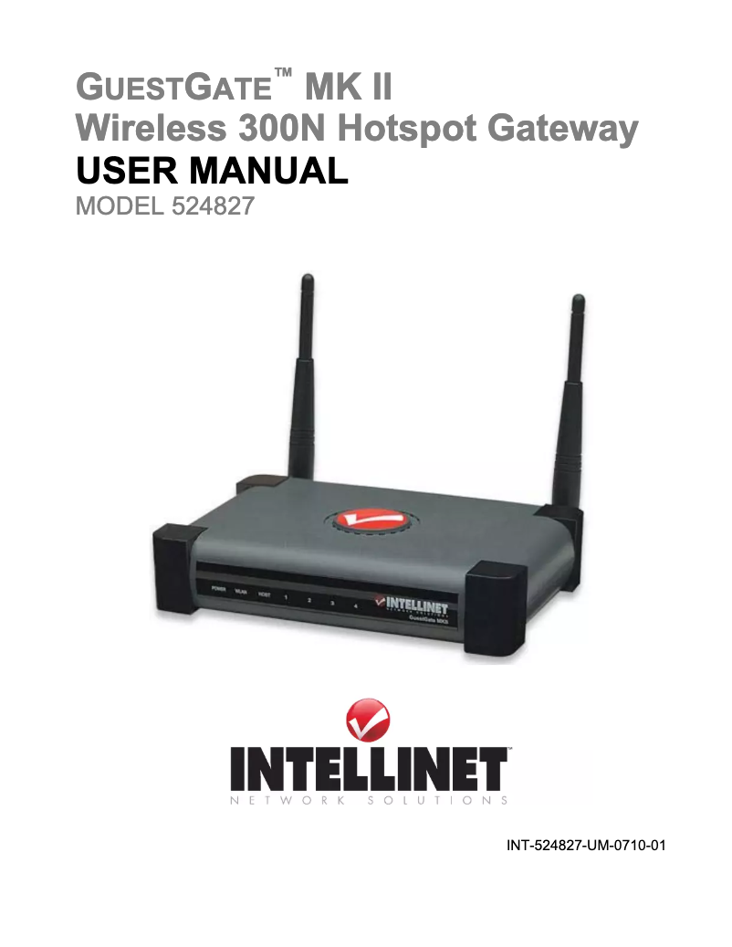 Page n°1 - Manuel utilisateur IC Intracom GuestGate MK II