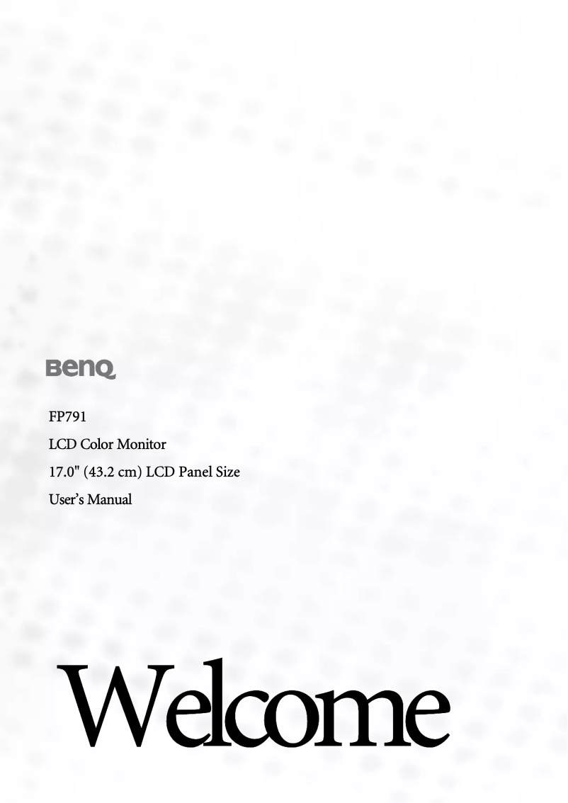 Page 1 de la notice Manuel utilisateur BenQ FP791