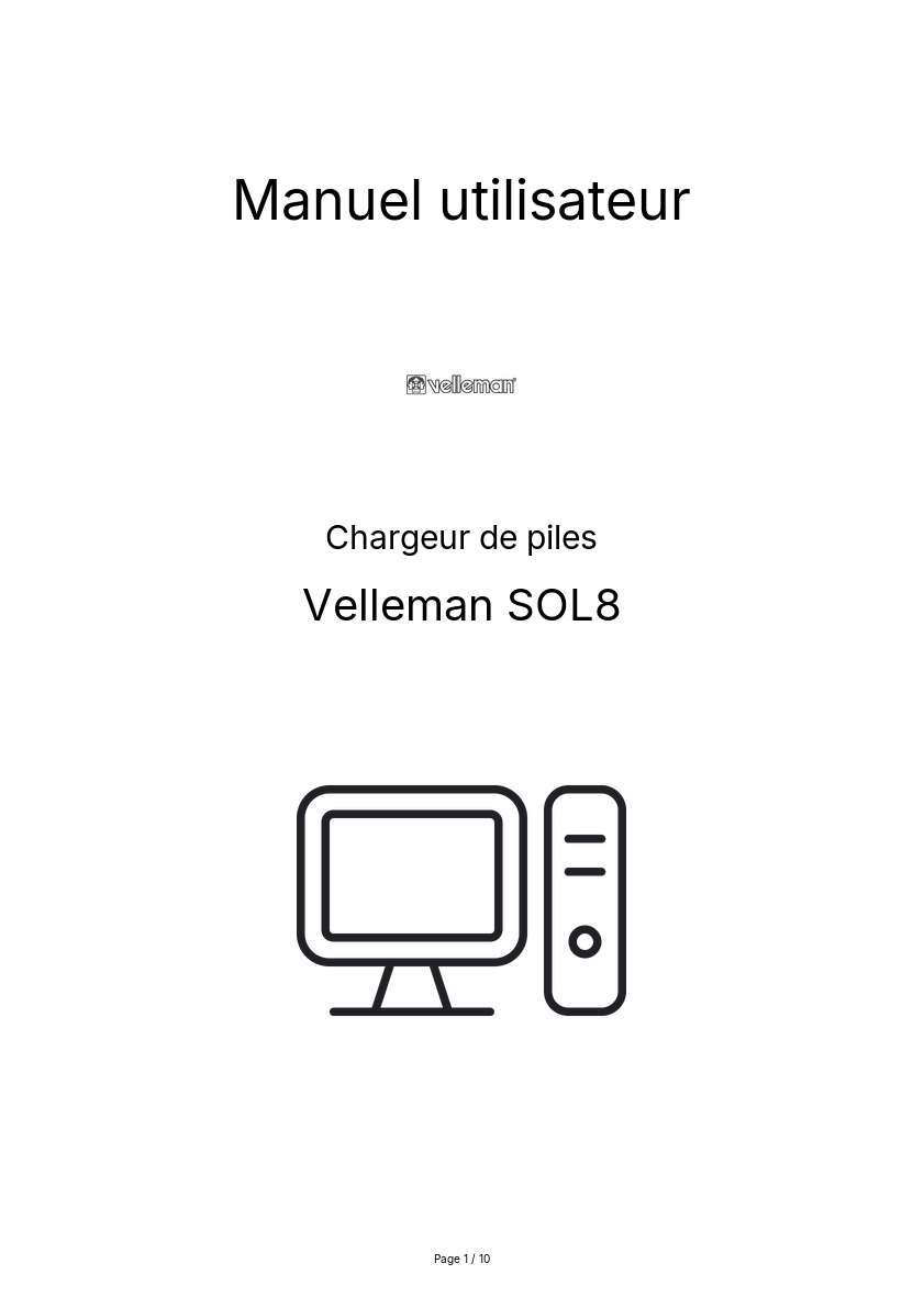 Page n°1 - Manuel utilisateur Velleman SOL8