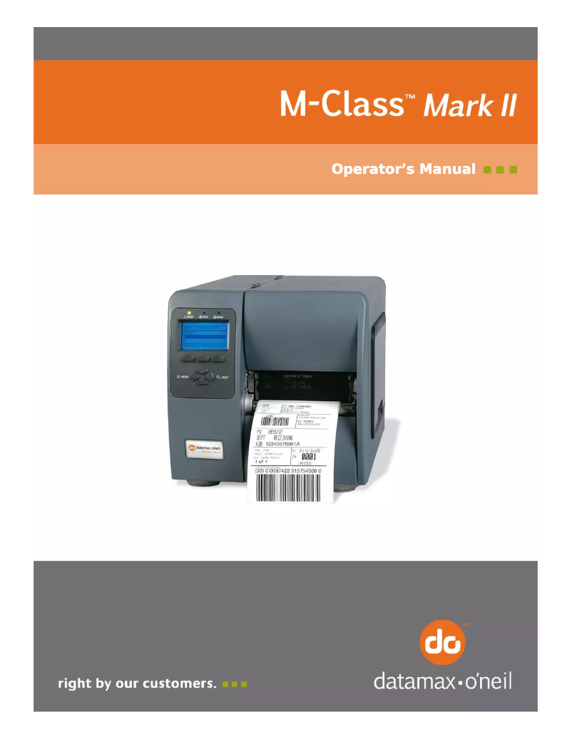 Page n°1 - Manuel utilisateur Datamax O'Neil Mark II M-4206