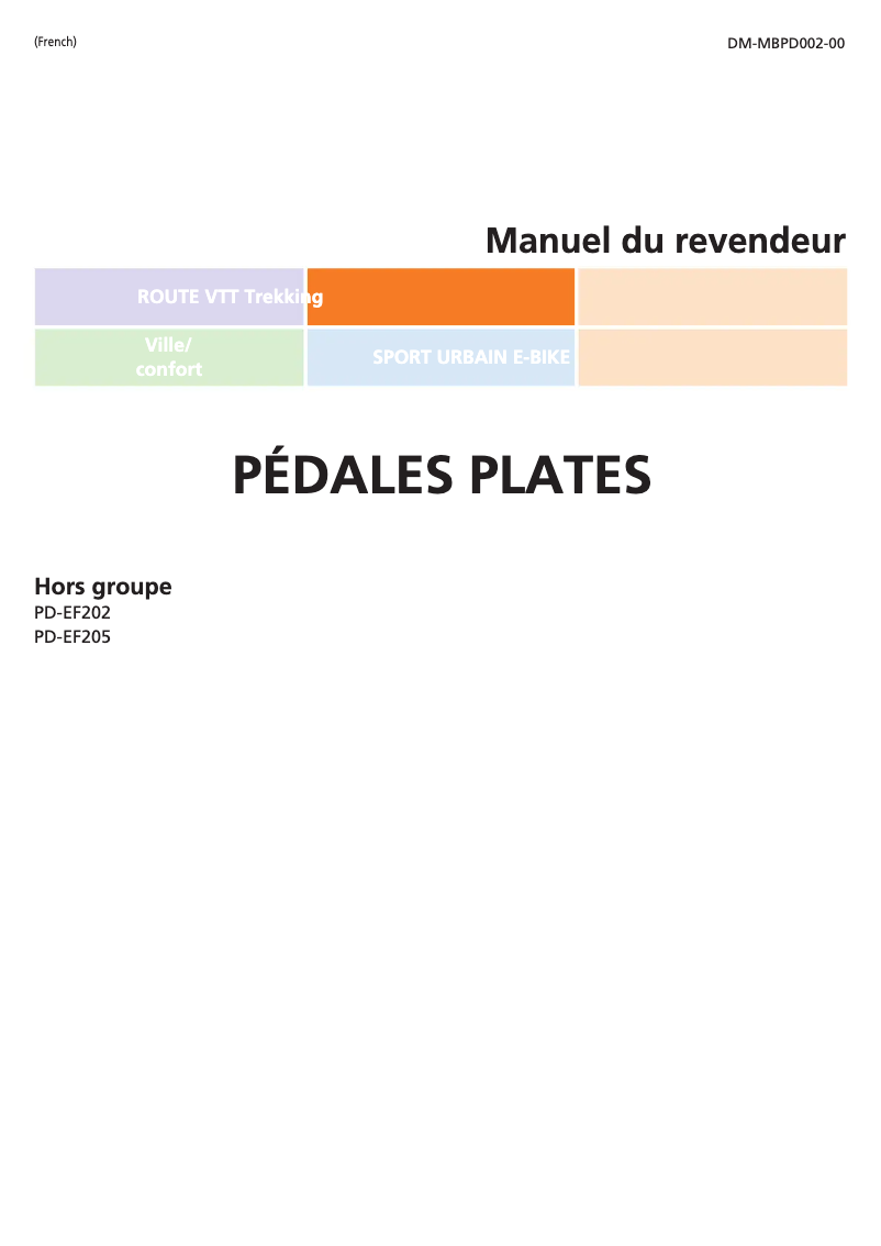 Page 1 de la notice Manuel utilisateur Shimano PD-EF202