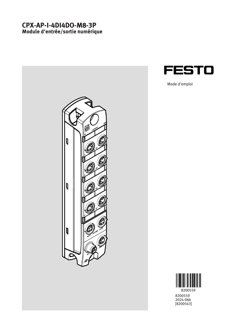 Page 1 de la notice Manuel utilisateur Festo CPX-AP-I-4DI4DO-M8-3P