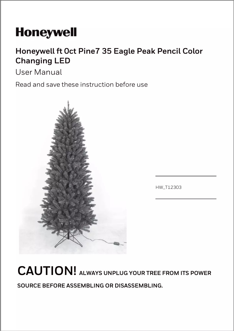 Page 1 de la notice Manuel utilisateur Honeywell HW-T12303