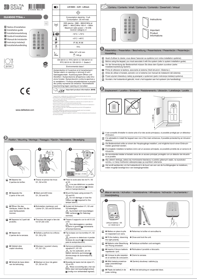 Image de la première page du manuel de l'appareil Tyxal+ CLS 8000