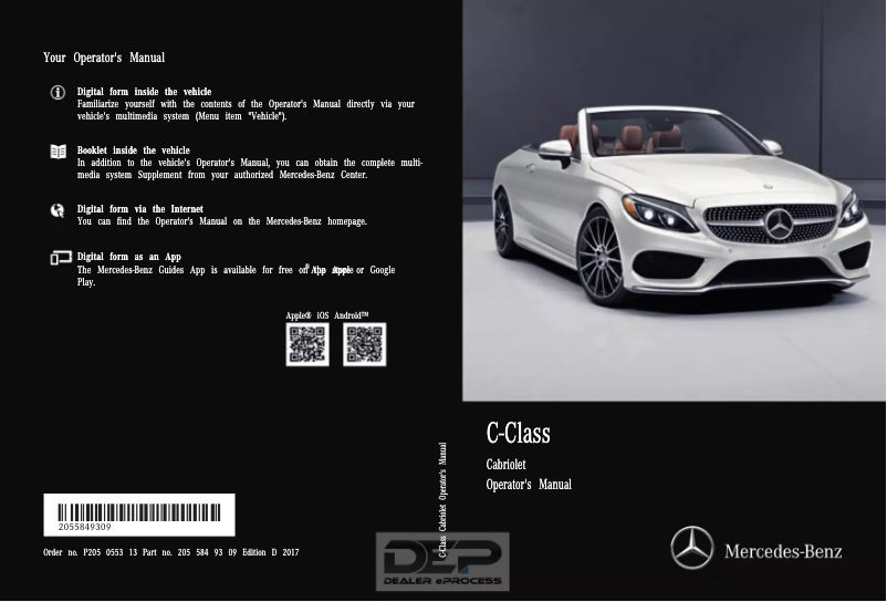 Image de la première page du manuel de l'appareil C-Class Cabriolet (2017)