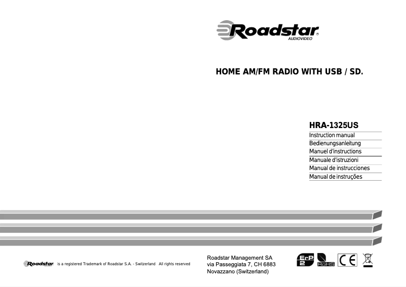 Page 1 de la notice Manuel utilisateur Roadstar HRA-1325US