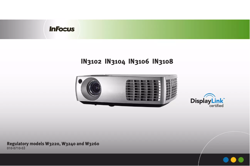 Page 1 de la notice Manuel utilisateur InFocus IN3108