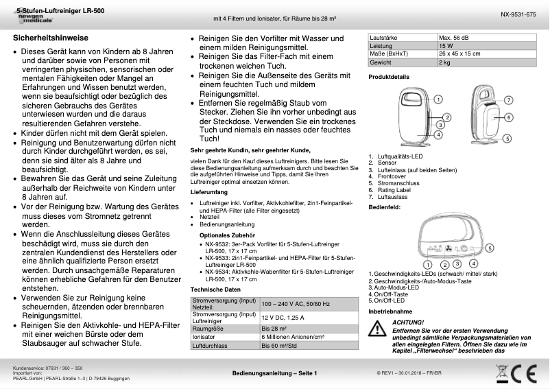 Image de la première page du manuel de l'appareil LR-500
