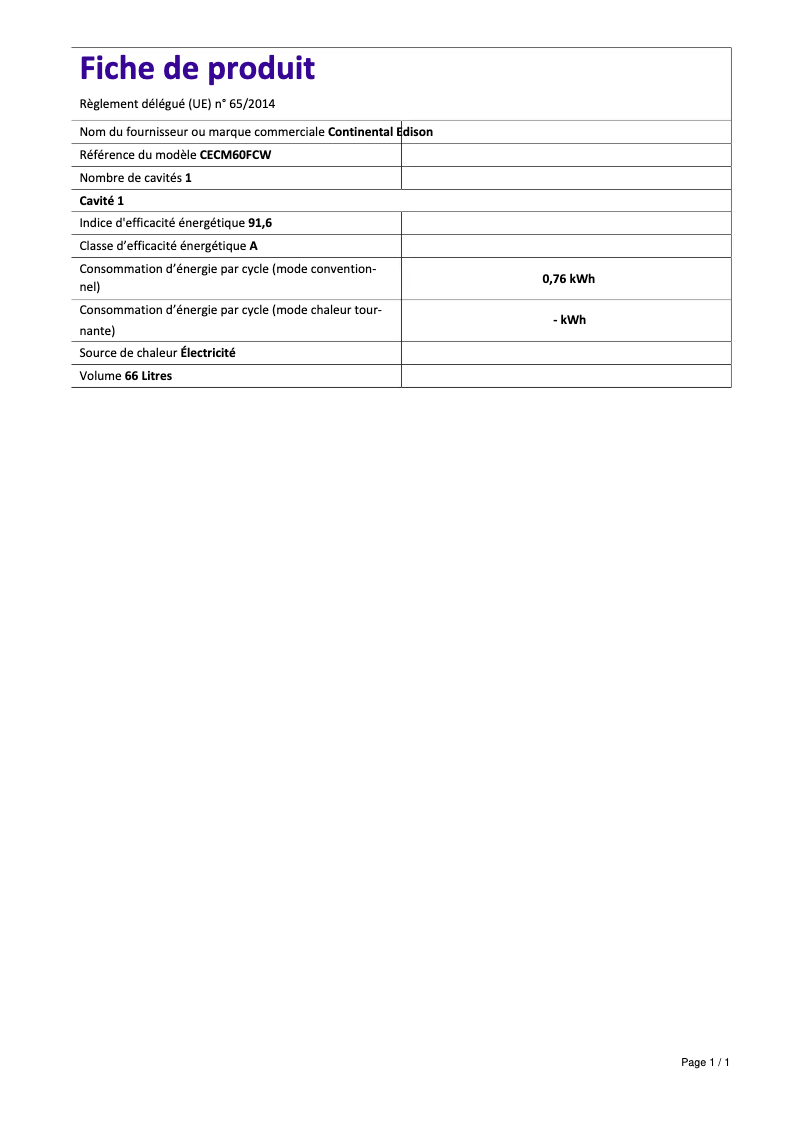 Image de la première page du manuel de l'appareil CECM60FCB