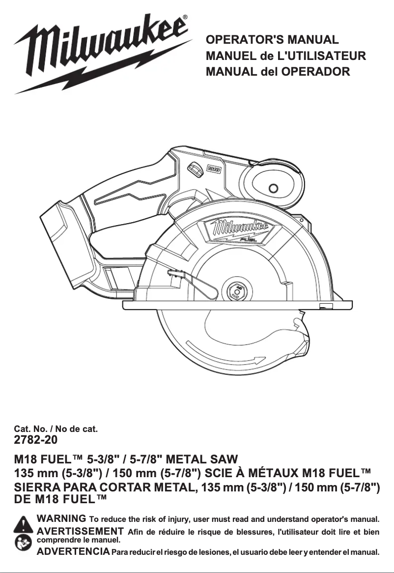 Image de la première page du manuel de l'appareil M18 Fuel 2782-22