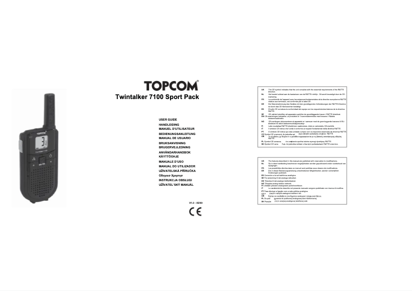 Page 1 de la notice Manuel utilisateur Topcom Twintalker 7100