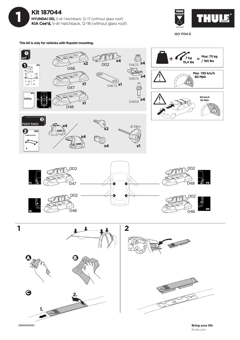 Page n°1 - Manuel utilisateur Thule Kit 187044