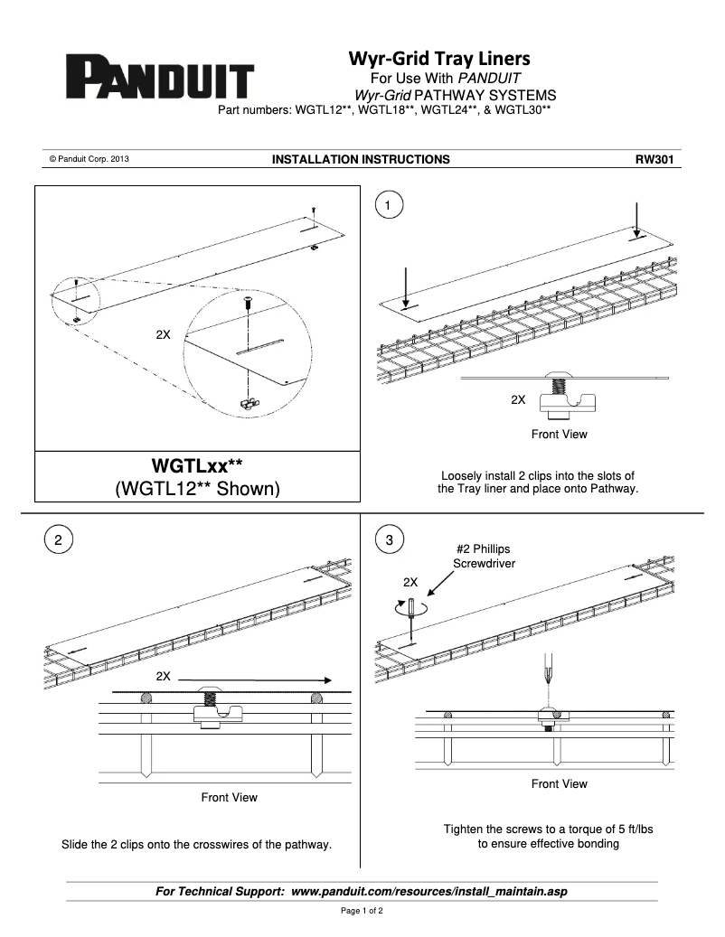 Page n°1 - Mode d'emploi Panduit WGTL12PG