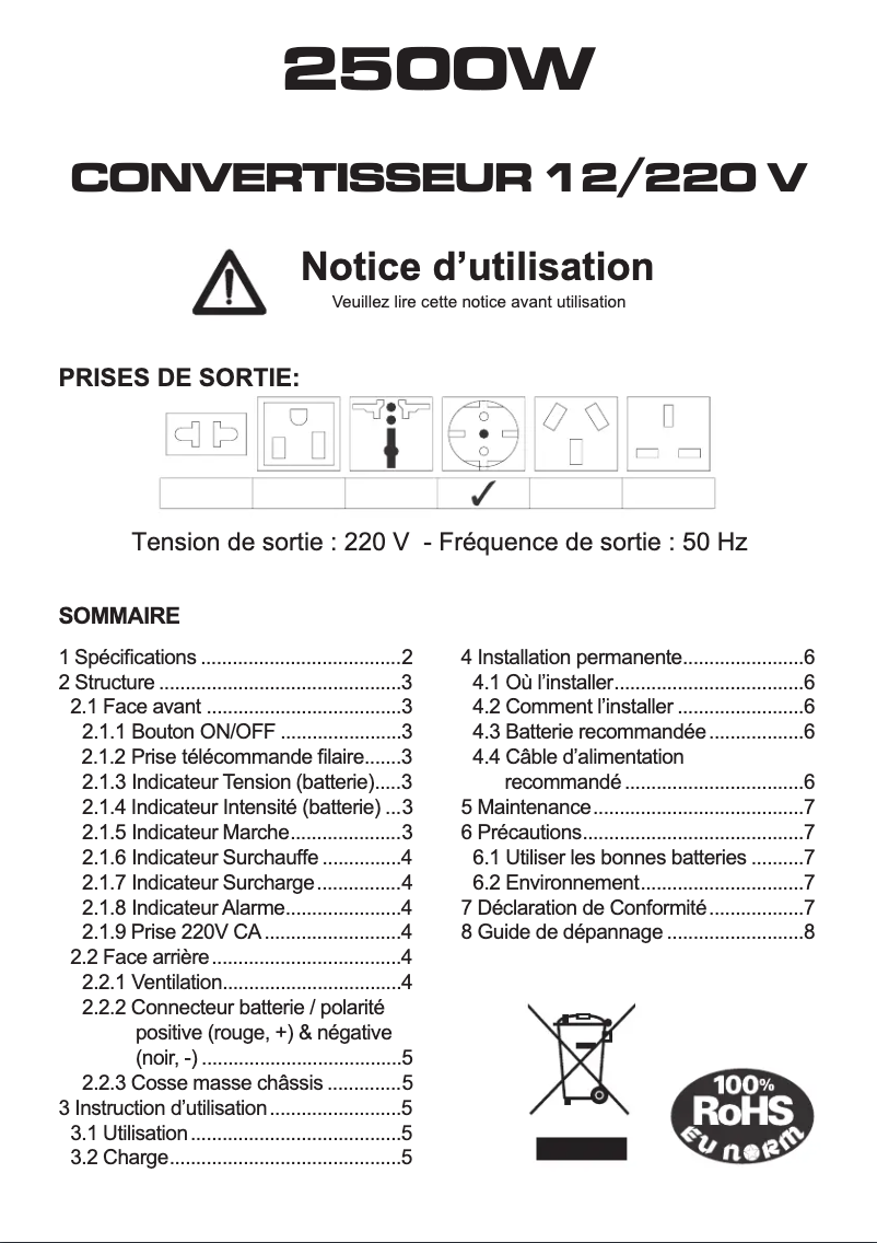 Page 1 de la notice Manuel utilisateur President ACMA836