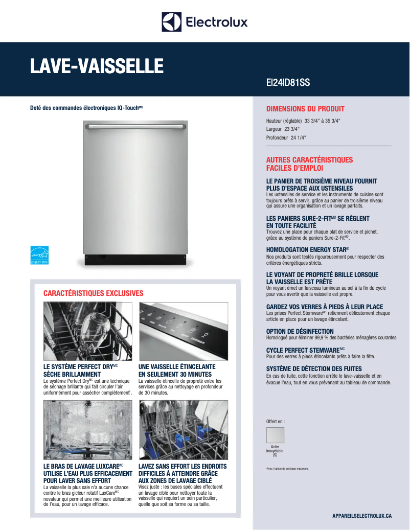 Page n°1 - Fiche technique Electrolux EI24ID81SS