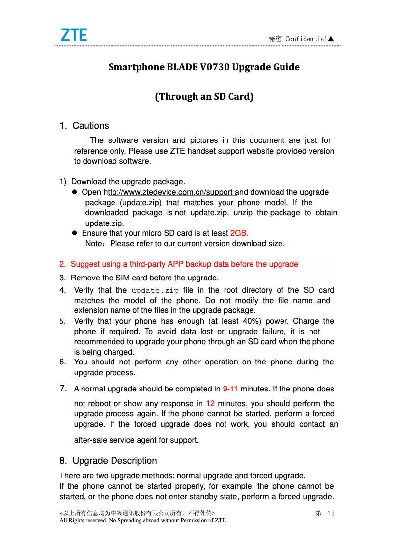 Page 1 de la notice Manuel utilisateur ZTE Blade A610