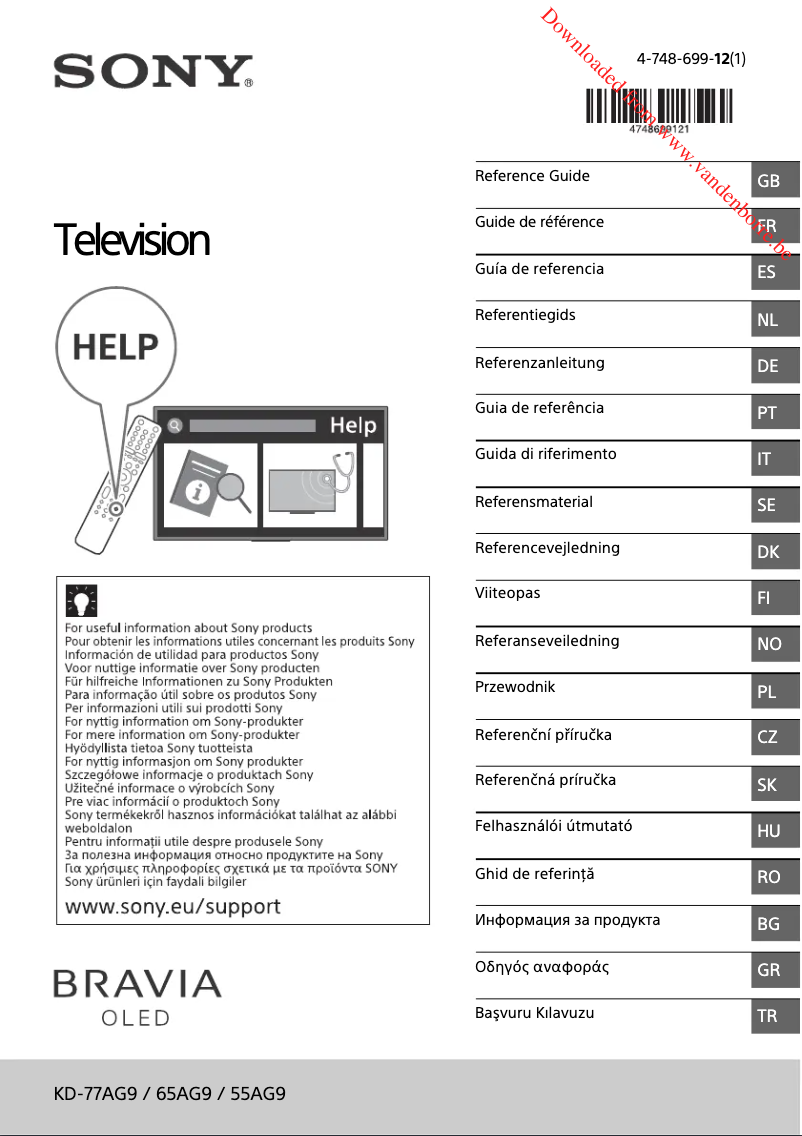 Page 1 de la notice Manuel utilisateur Sony Bravia KD-65AG9
