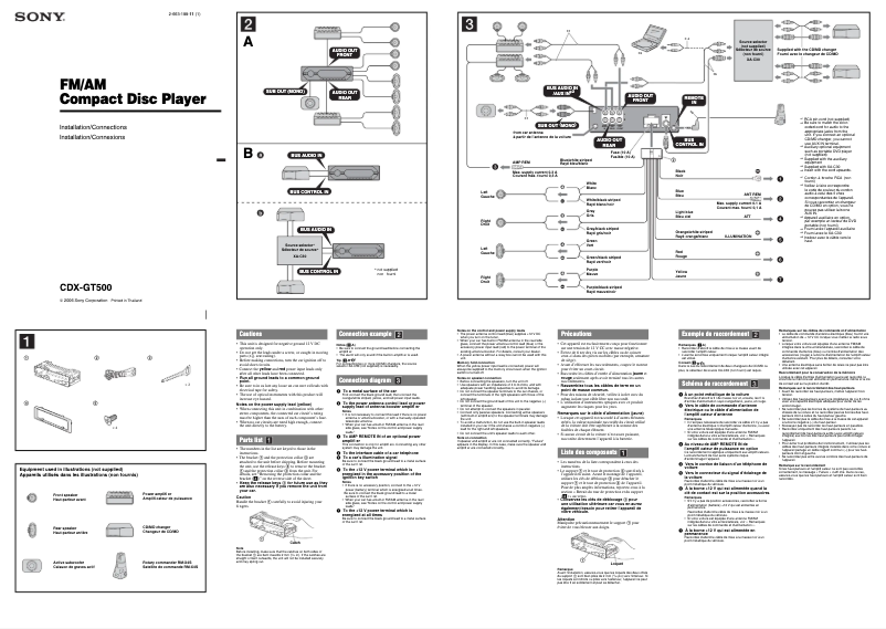 Page n°1 - Guide d'installation Sony CDX-GT500