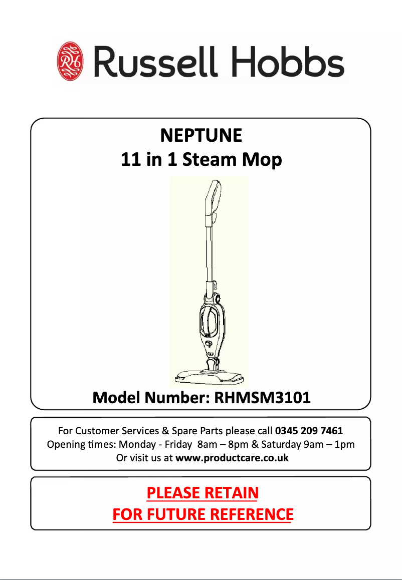 Page 1 de la notice Manuel utilisateur Russell Hobbs Neptune RHMSM3101