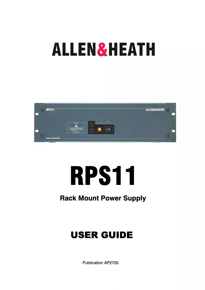 Page n°1 - Manuel utilisateur Allen & Heath RPS11