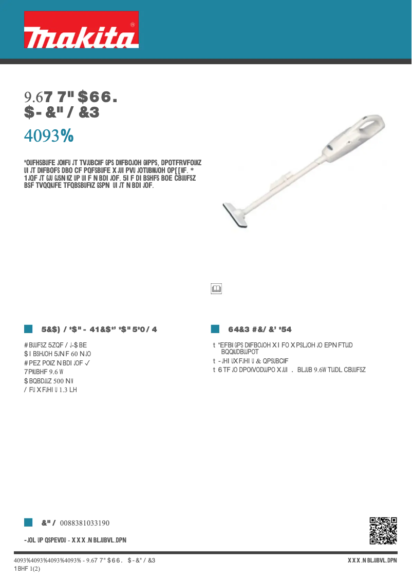 Page 1 de la notice Fiche technique Makita 4093D