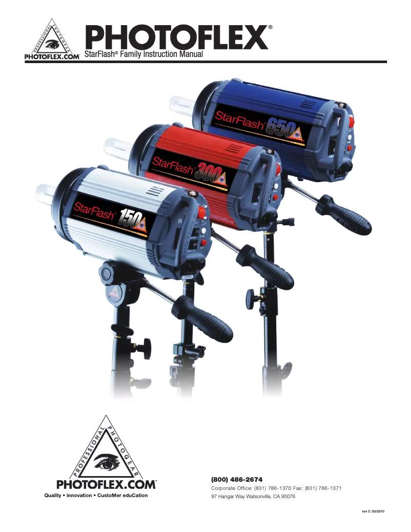 Page 1 de la notice Manuel utilisateur Photoflex StarFlash 150