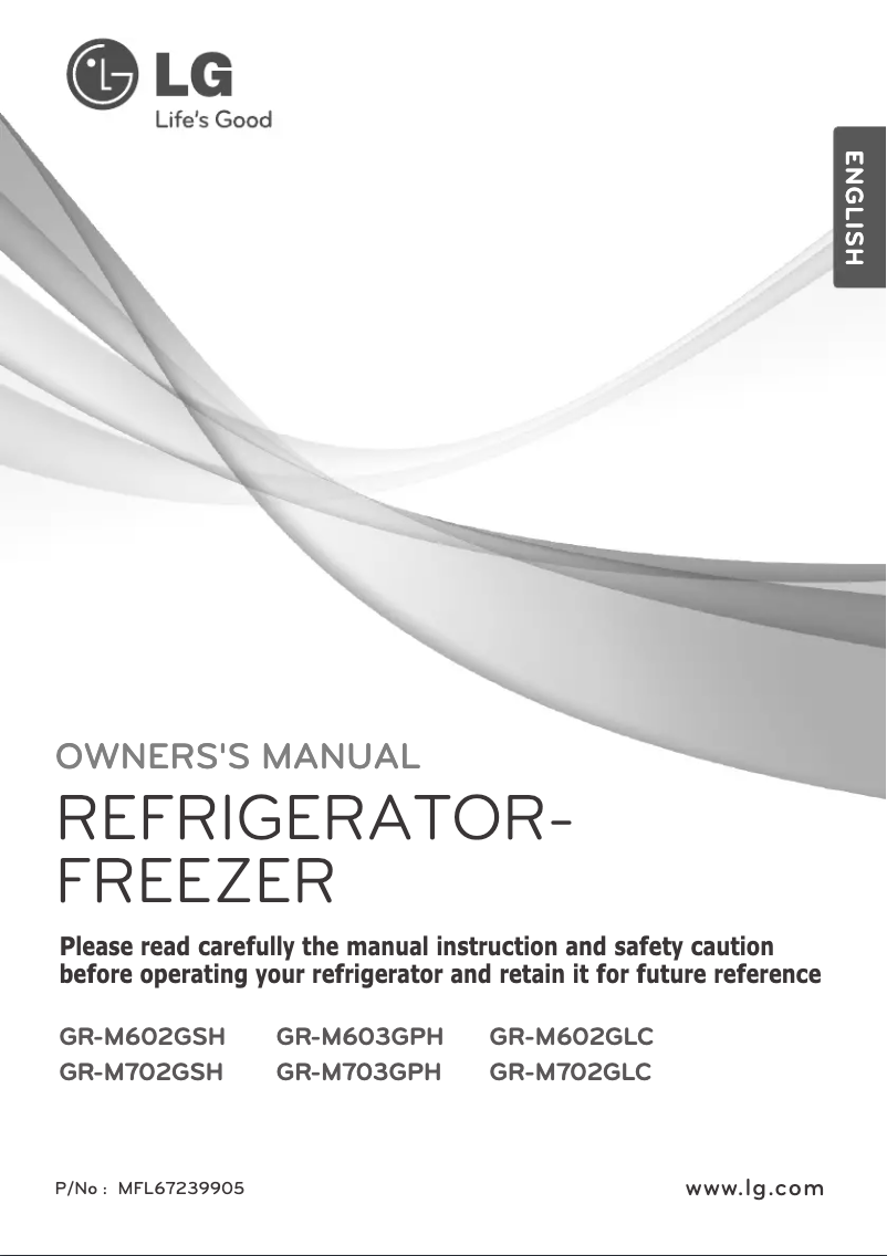 Page 1 de la notice Manuel utilisateur LG GR-M702GLC