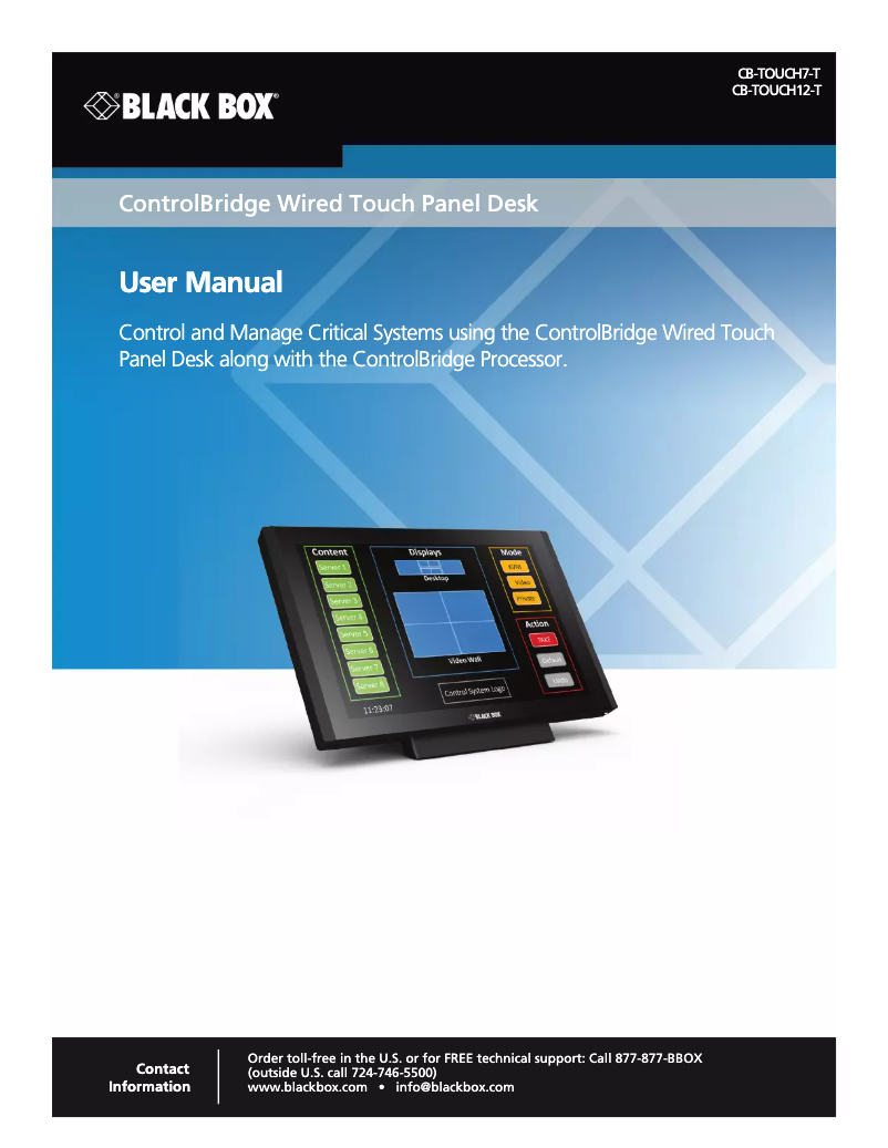 Page 1 de la notice Manuel utilisateur Black Box CB-TOUCH12-T