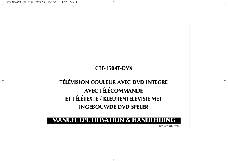 Page n°1 - Manuel utilisateur Finlux CTF1504T DVX