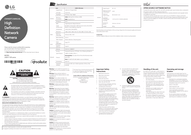 Page 1 de la notice Manuel utilisateur LG LND3110R