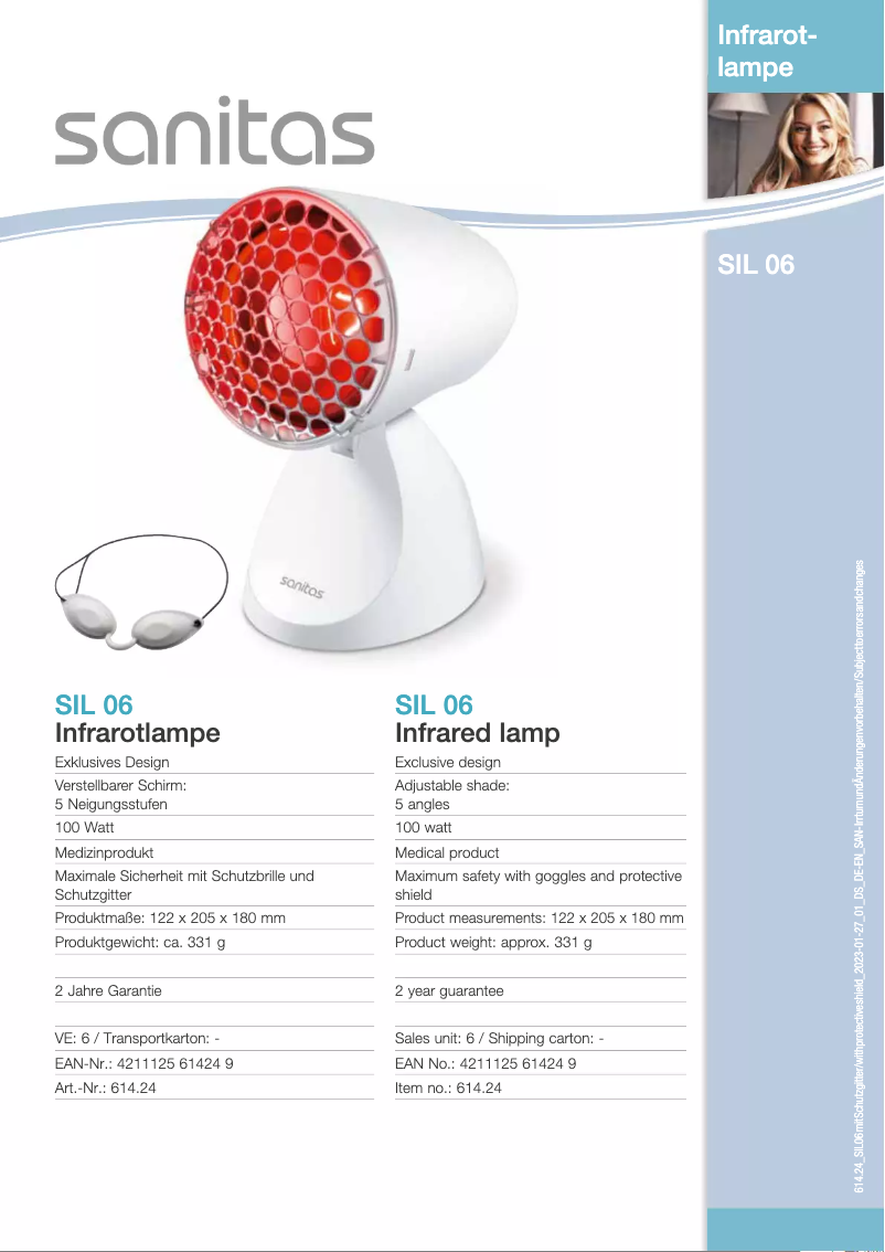 Page 1 de la notice Fiche technique Sanitas SIL 06