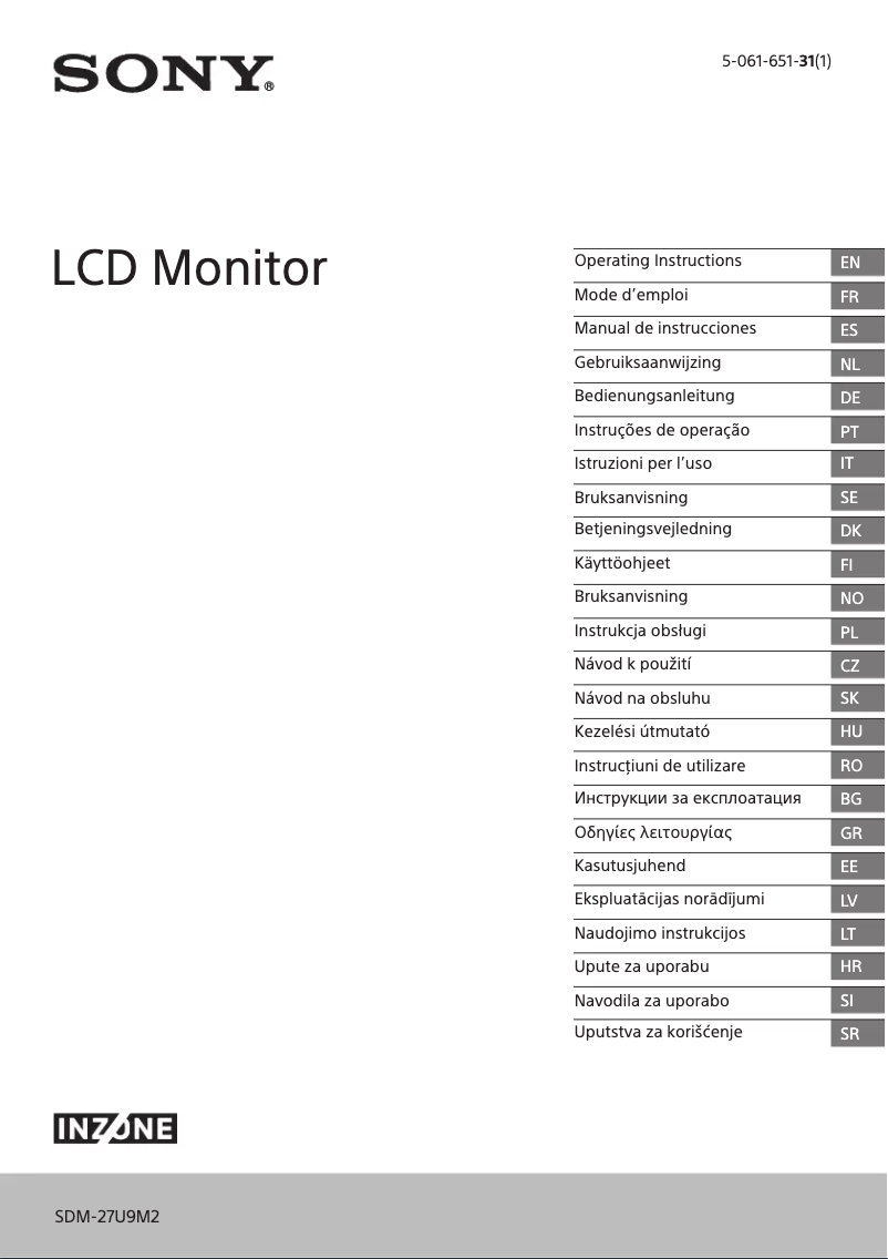 Página 1 del manual Manual de usuario Sony INZONE M9 II