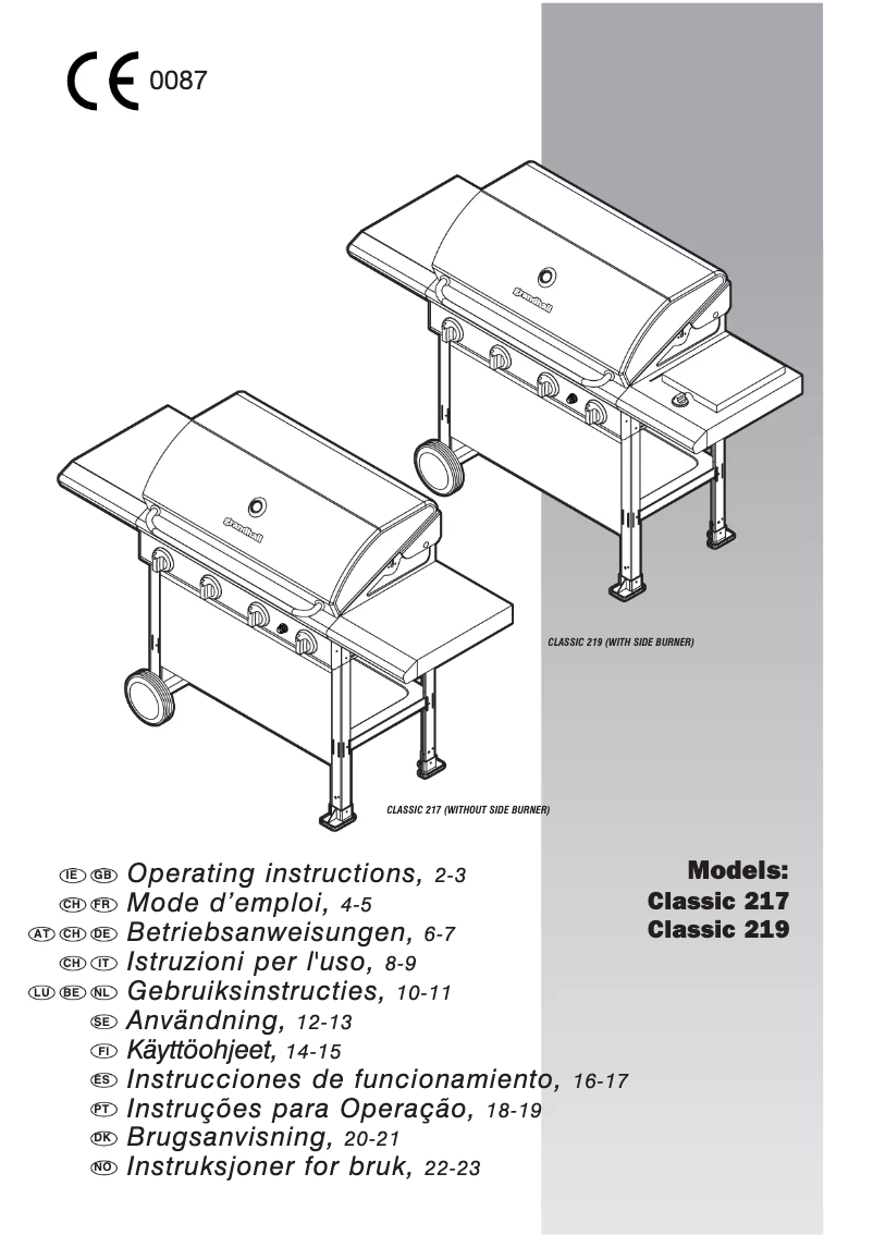 Page 1 de la notice Manuel utilisateur Grandhall Classic 217