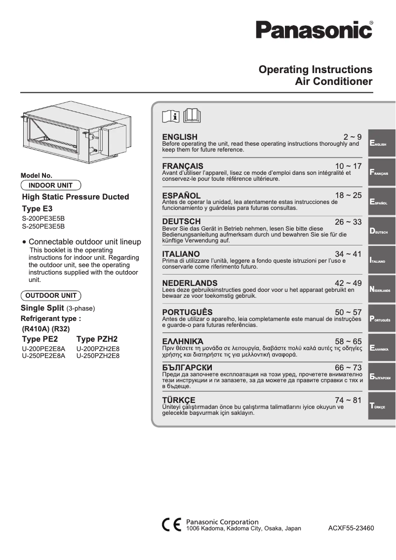 Page n°1 - Manuel utilisateur Panasonic S-250PE3E5B