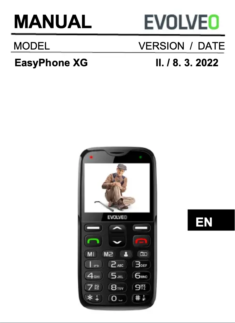 Page 1 de la notice Manuel utilisateur Evolveo EasyPhone XG