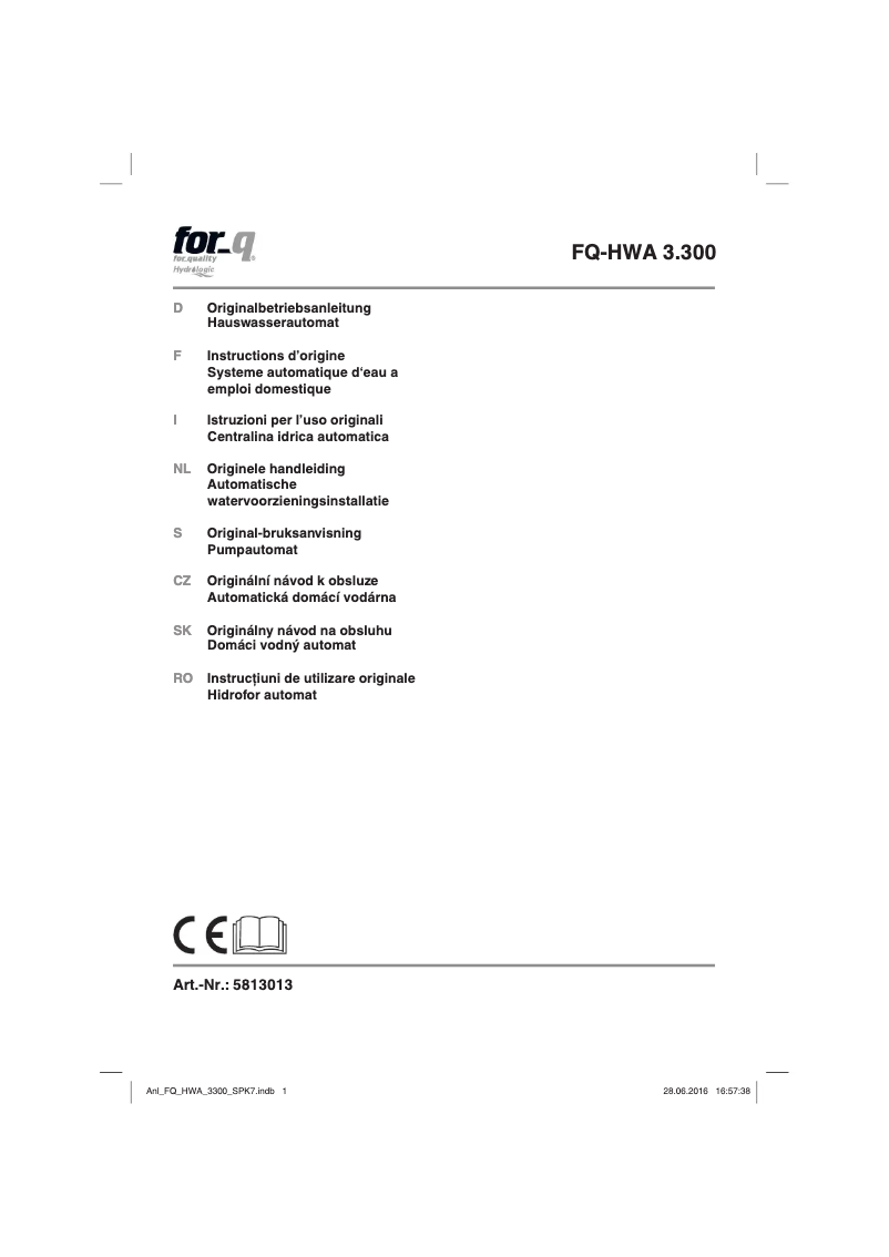 Image de la première page du manuel de l'appareil FQ-HWA 3.300