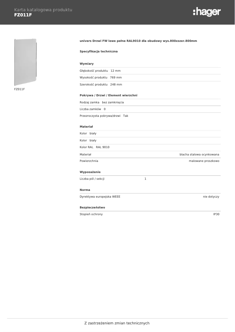 Page n°1 - Manuel utilisateur Hager FZ011F