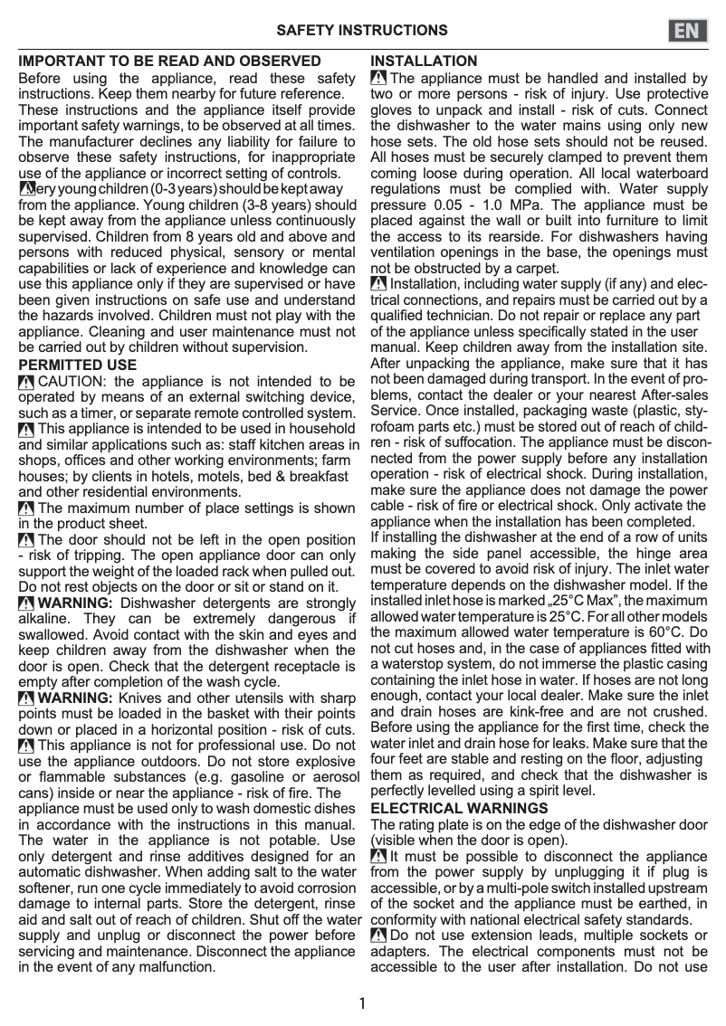 Página 1 del manual Instrucciones de seguridad Whirlpool W7I HT58 T