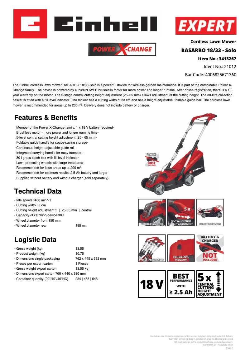 Image de la première page du manuel de l'appareil Rasarro 18/33