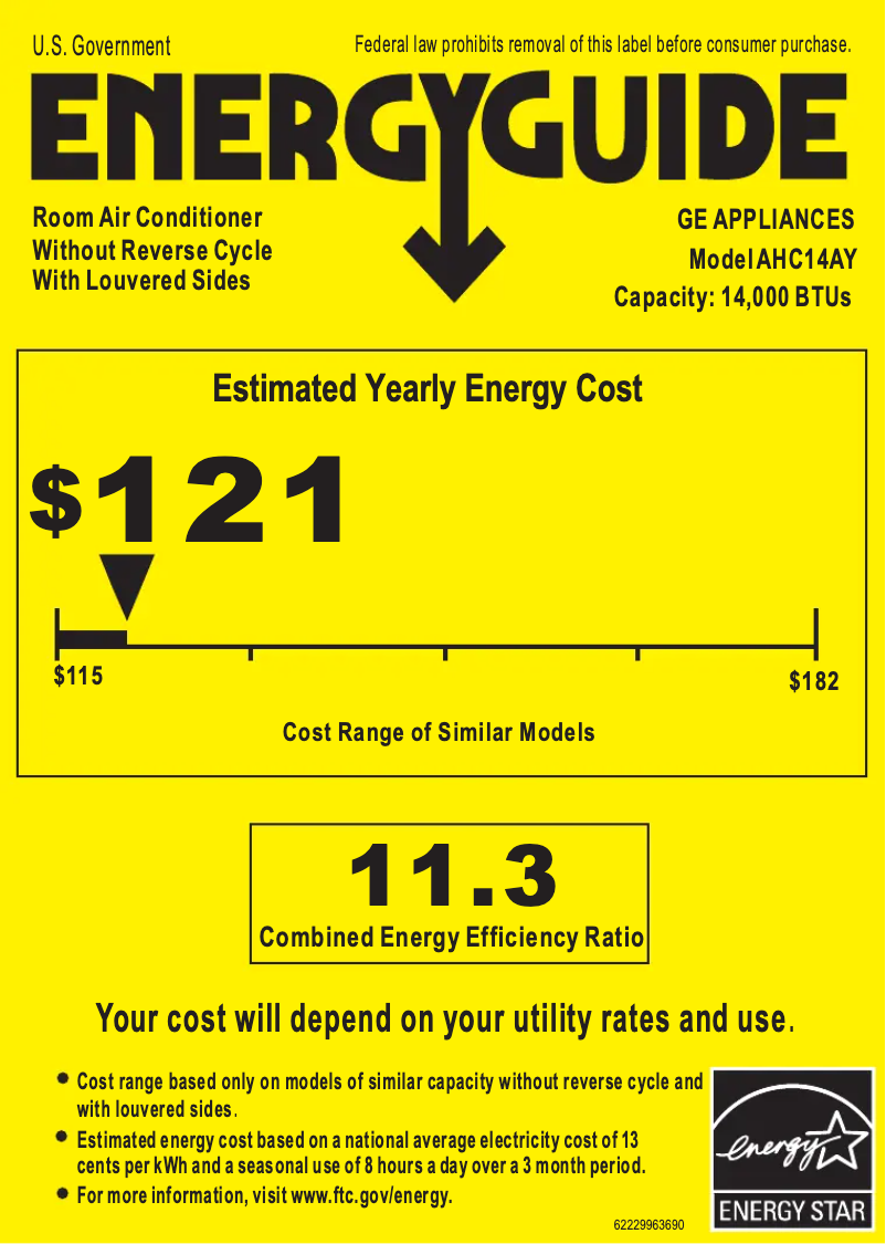 Page n°1 - Label énergétique GE AHC14AY