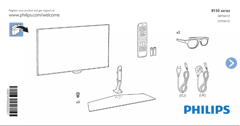 Page 1 de la notice Guide de démarrage rapide Philips 48PFS8159