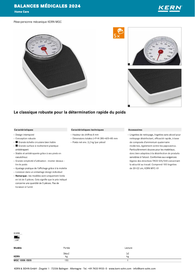 Page 1 de la notice Brochure Kern MGC 100K-1