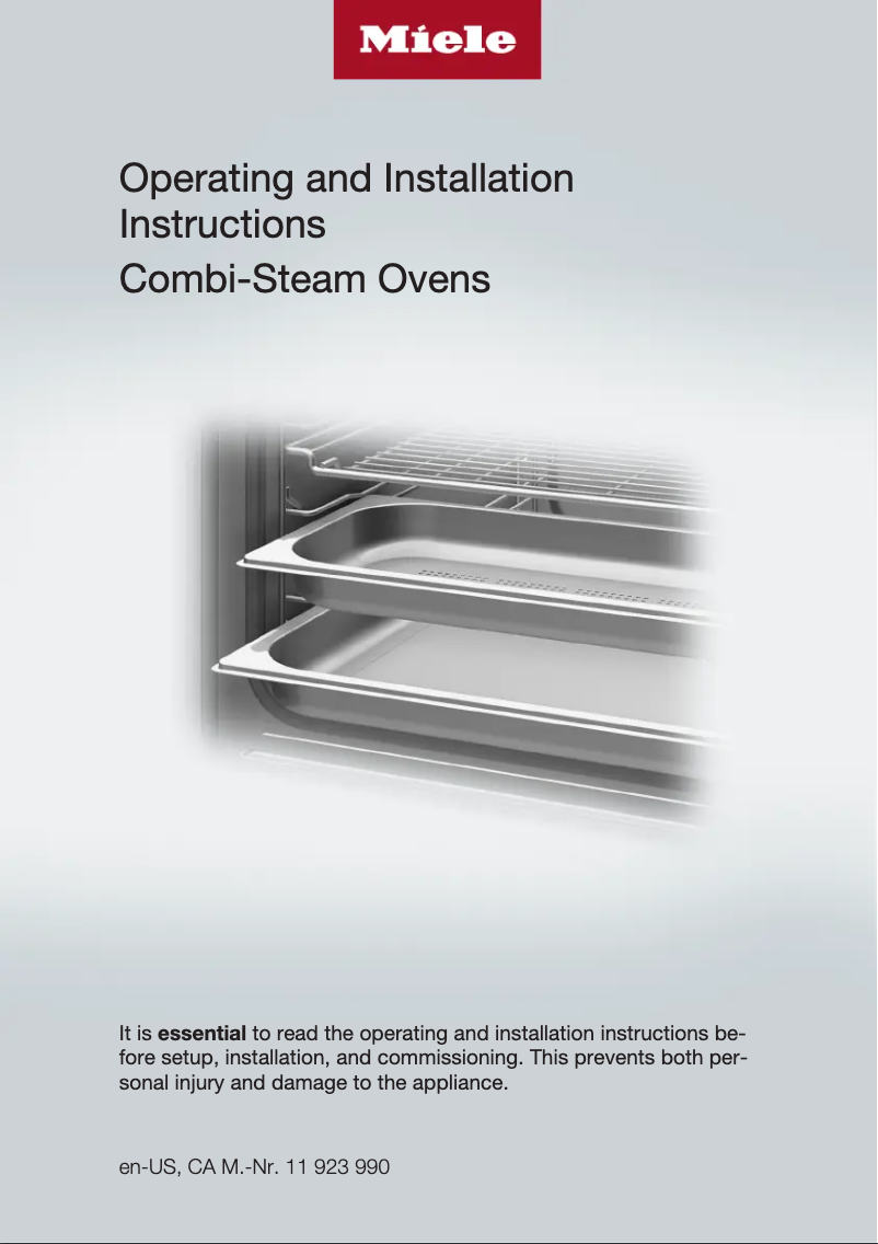 Page n°1 - Guide d'installation Miele DGC 7680