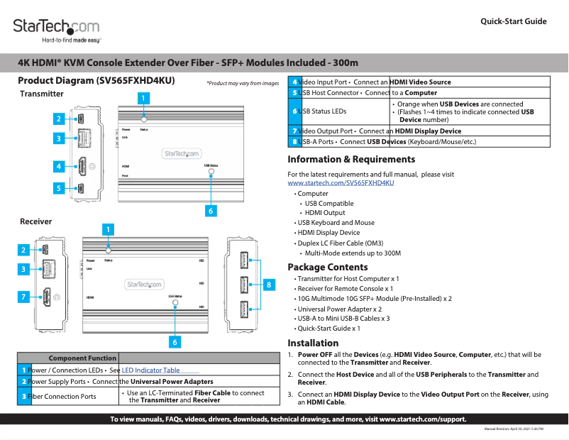 Page n°1 - Manuel utilisateur StarTech.com SV565FXHD4KU