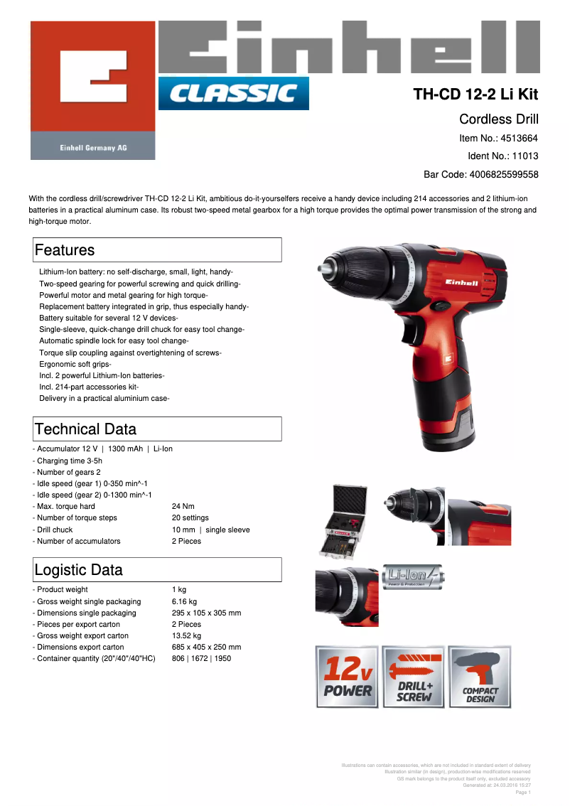 Image de la première page du manuel de l'appareil TH-CD 12-2 Li Kit