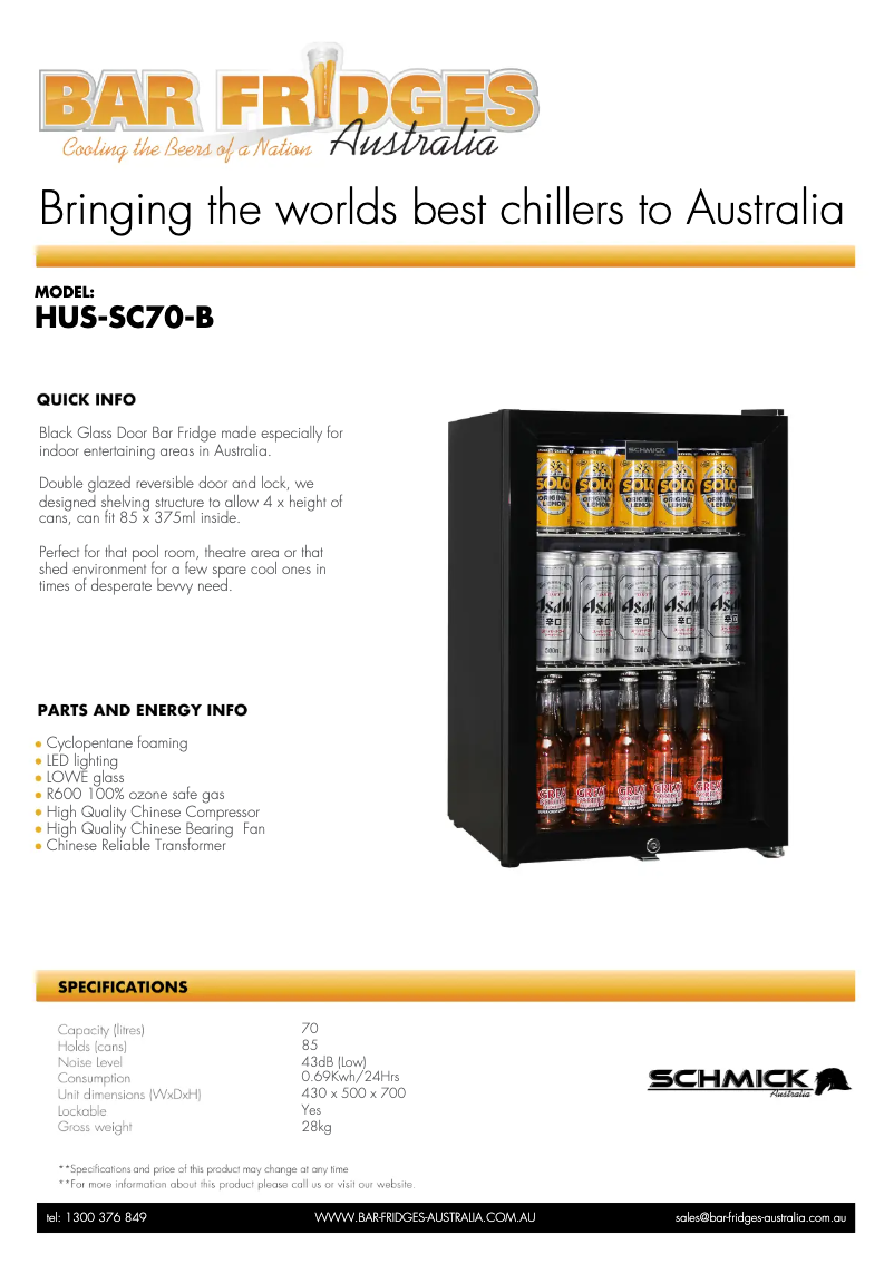 Page n°1 - Fiche technique Schmick HUS-SC70-B
