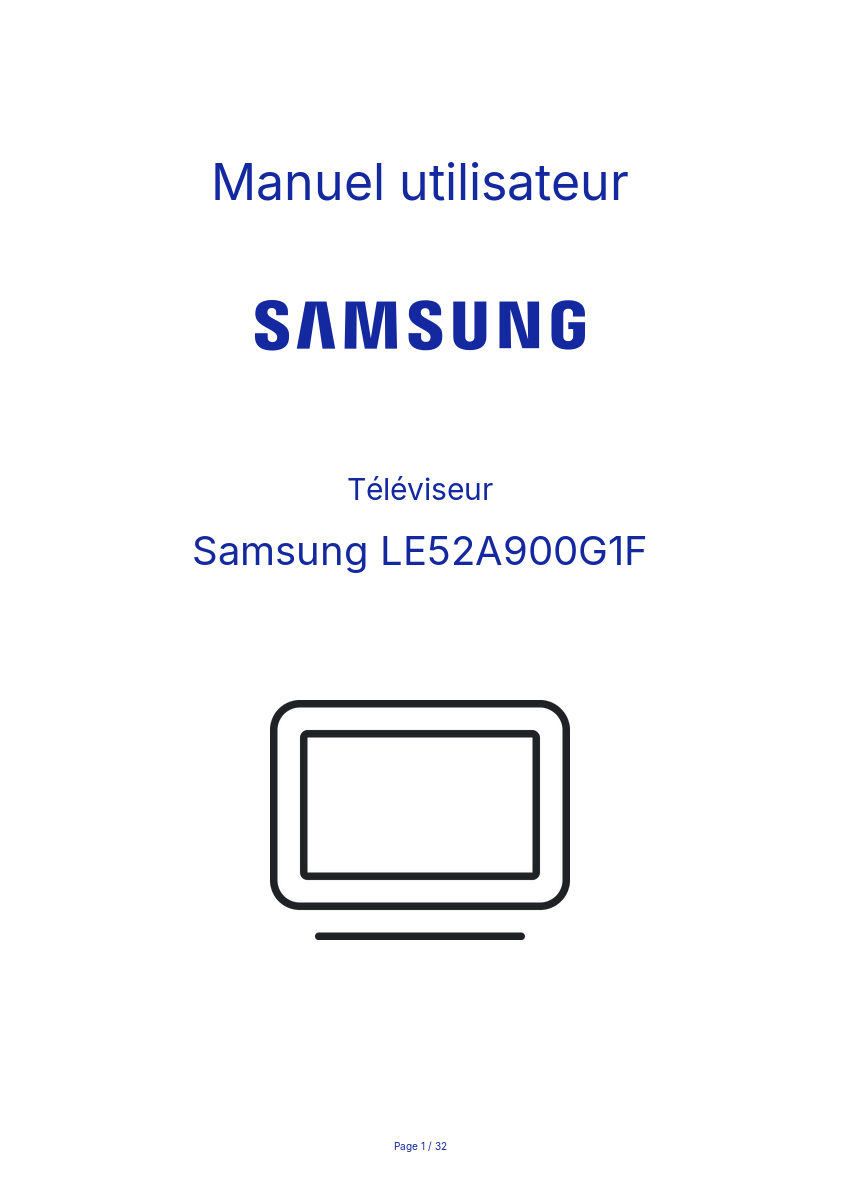 Image de la première page du manuel de l'appareil LE52A900G1F