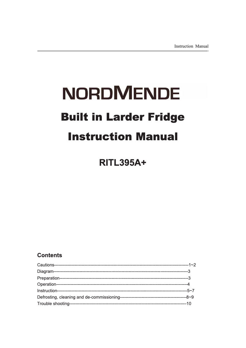 Page n°1 - Manuel utilisateur Nordmende RITL395A