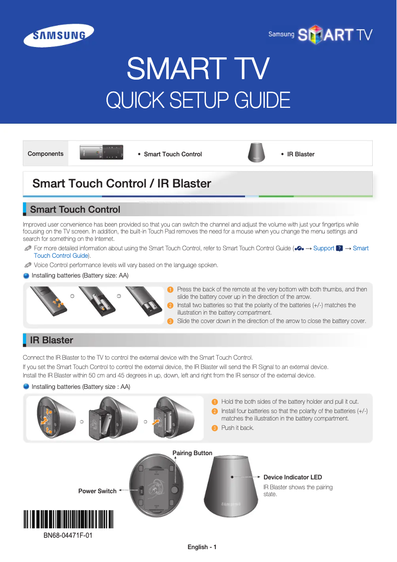 Page 1 de la notice Manuel utilisateur Samsung UE55ES7000